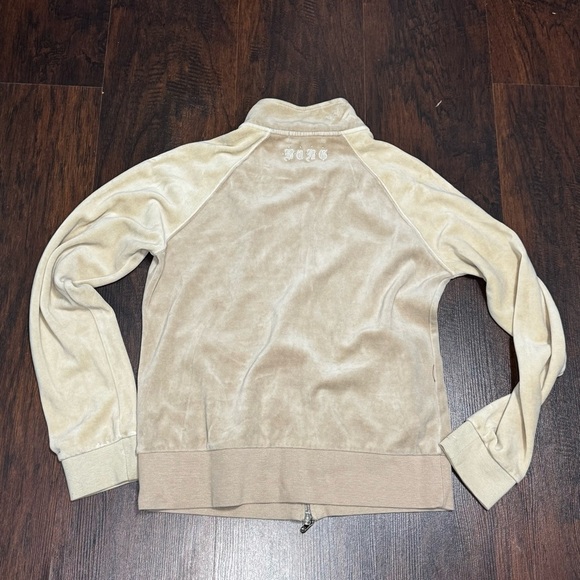 BCBG Max Azria Women's Vintage Y2K velour jacket beige 2 way zipper large GUC - Picture 12 of 16